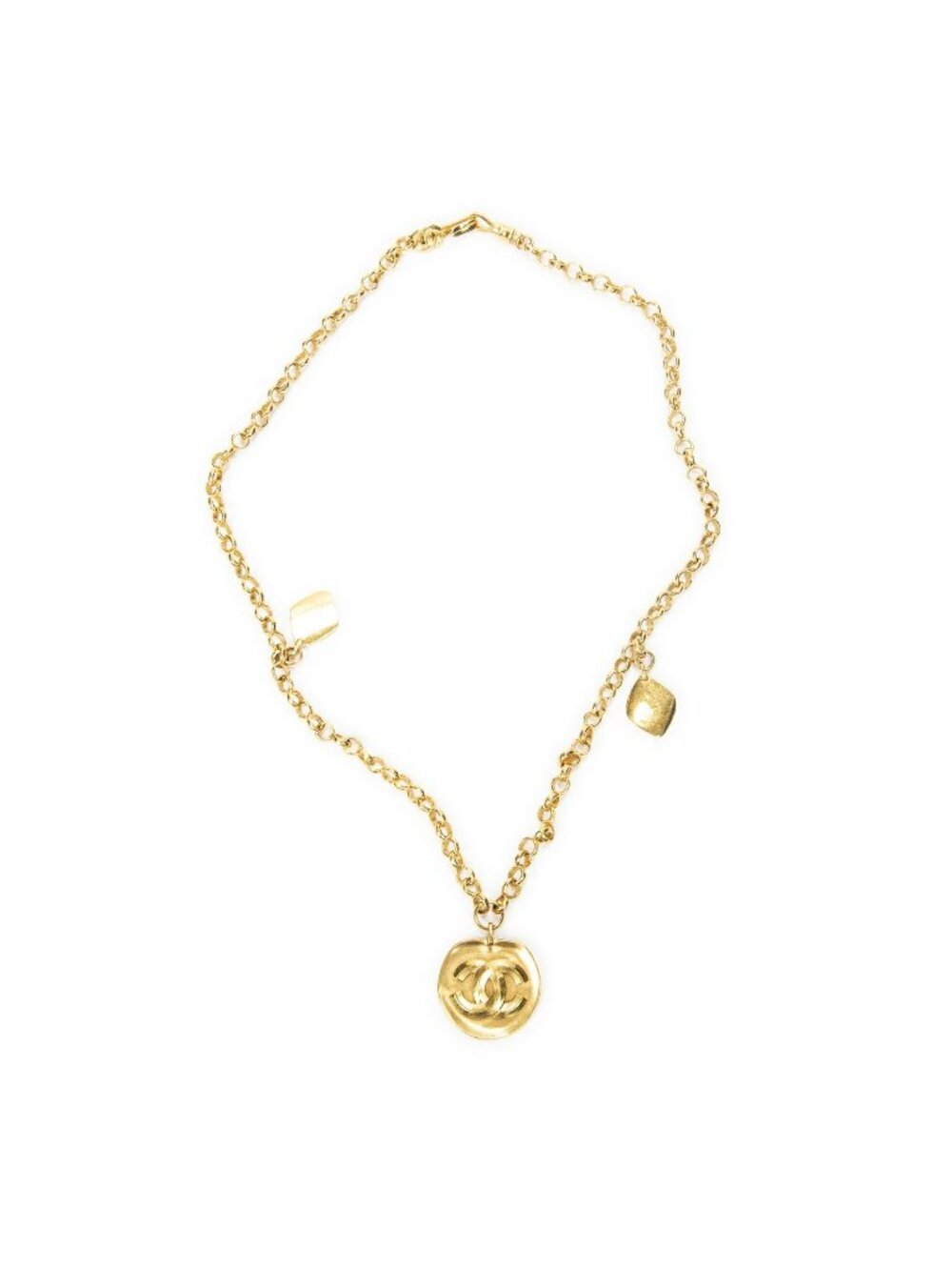 Chanel CC Logo Pendant Chain Necklace Gold Plated